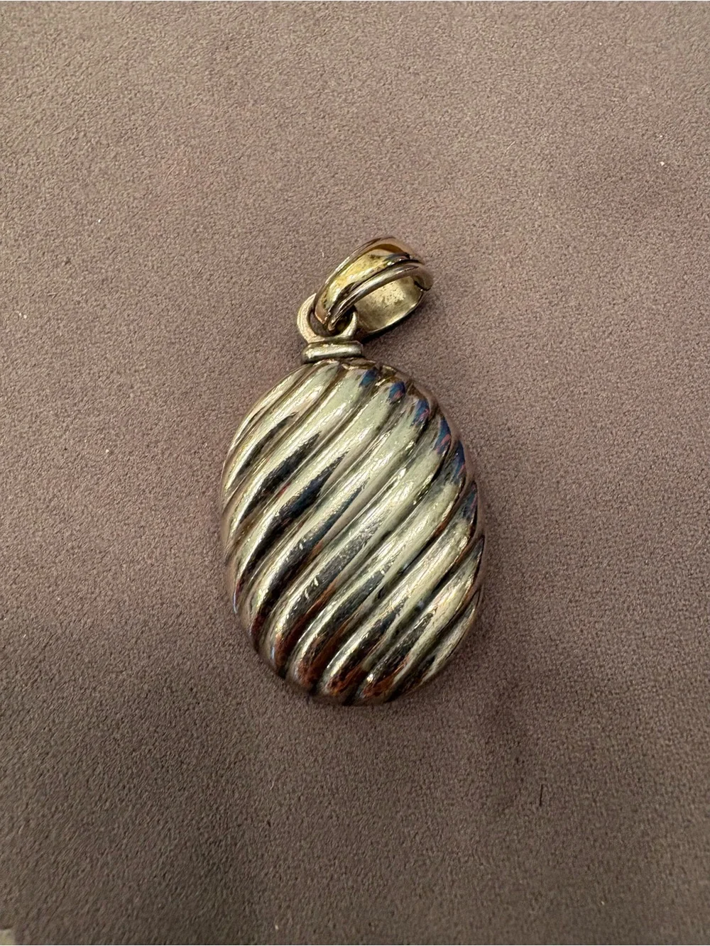 David Yurman 925 Sterling Silver & 18k Gold Sculpted Cable Oval Locket Pendant